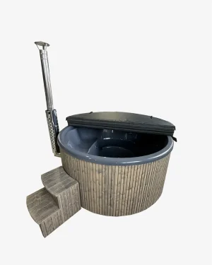 Lauko kubilas 225 cm diametro su integruota nerūdijančio plieno krosnele ir stiklo pluošto įdėklu