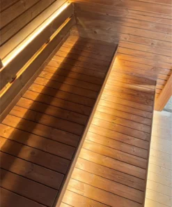 TAVO pirties termo medienos gultai ir LED apšvietimas